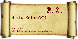 Mitiu Kristóf névjegykártya